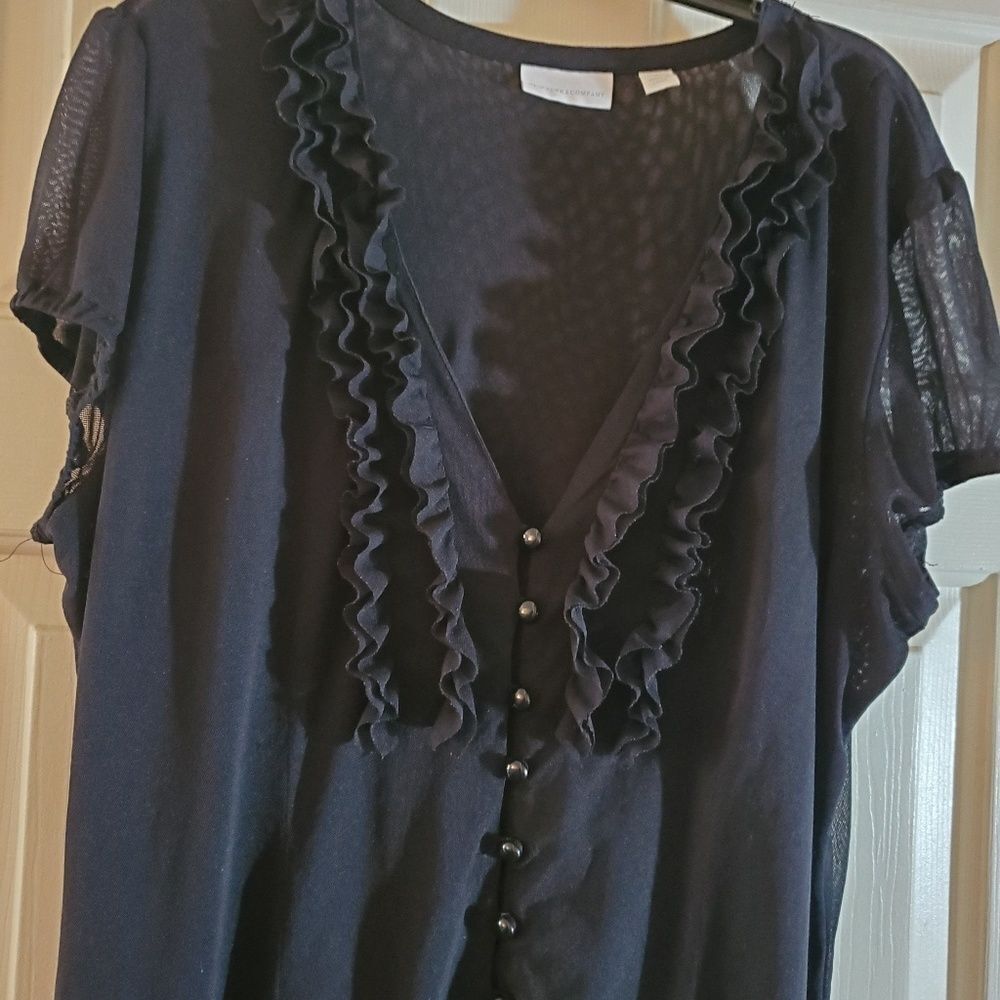New York & Company ruffle & button front blouse - Picture 2 of 6